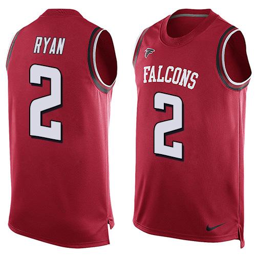 Nike Falcons #2 Matt Ryan Red Team Color Men's Stitched NFL Limited Tank Top Jersey - Click Image to Close